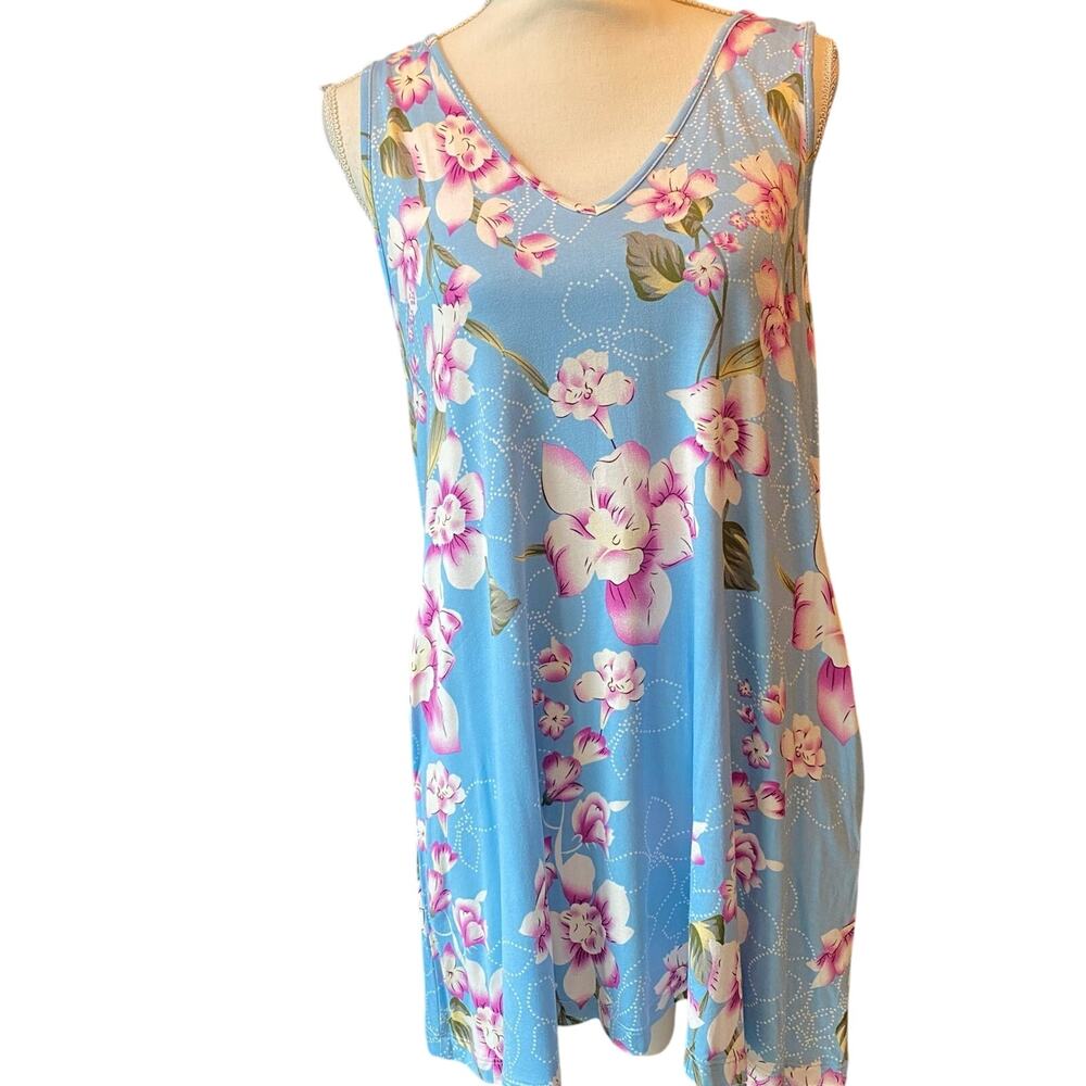 NWT Bishuige XL Sleeveless Vneck Floral Tank Dress pockets Cottage Fairy Coastal